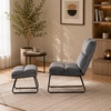 image:imageMCombo Accent Chair with Ottoman Set Modern Armless Chair for Living Room Bedroom Small Space 4013 HeatStamped Fabric Dark BrownDark Grey