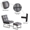 image:imageMCombo Accent Chair with Ottoman Set Modern Armless Chair for Living Room Bedroom Small Space 4013 HeatStamped Fabric Dark BrownDark Grey