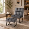 image:imageMCombo Accent Chair with Ottoman Set Modern Armless Chair for Living Room Bedroom Small Space 4013 HeatStamped Fabric Dark BrownDark Grey