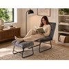 image:imageMCombo Accent Chair with Ottoman Set Modern Armless Chair for Living Room Bedroom Small Space 4013 HeatStamped Fabric Dark BrownDark Grey