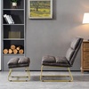 image:imageMCombo Accent Chair with Ottoman Set Modern Armless Chair for Living Room Bedroom Small Space 4013 HeatStamped Fabric Dark BrownGrey