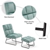 image:imageMCombo Accent Chair with Ottoman Set Modern Armless Chair for Living Room Bedroom Small Space 4013 HeatStamped Fabric Dark BrownLight Green