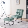 image:imageMCombo Accent Chair with Ottoman Set Modern Armless Chair for Living Room Bedroom Small Space 4013 HeatStamped Fabric Dark BrownLight Green