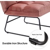 image:imageMCombo Accent Chair with Ottoman Set Modern Armless Chair for Living Room Bedroom Small Space 4013 HeatStamped Fabric Dark BrownPink