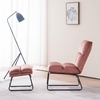 image:imageMCombo Accent Chair with Ottoman Set Modern Armless Chair for Living Room Bedroom Small Space 4013 HeatStamped Fabric Dark BrownPink