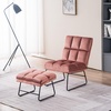 image:imageMCombo Accent Chair with Ottoman Set Modern Armless Chair for Living Room Bedroom Small Space 4013 HeatStamped Fabric Dark BrownPink
