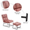 image:imageMCombo Accent Chair with Ottoman Set Modern Armless Chair for Living Room Bedroom Small Space 4013 HeatStamped Fabric Dark BrownPink