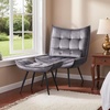 image:imageMCombo Accent Chair with Ottoman Set of 2 Modern Velvet Wingback Reading Chair with Lumbar Pillow Upholstered Lounge Armchair with Footrest for Living Room Bedroom Small Space 4079 2 Dark GreyDark Grey