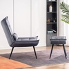 image:imageMCombo Accent Chair with Ottoman Set of 2 Modern Velvet Wingback Reading Chair with Lumbar Pillow Upholstered Lounge Armchair with Footrest for Living Room Bedroom Small Space 4079 2 Dark GreyDark Grey