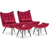 image:imageMCombo Accent Chair with Ottoman Set of 2 Modern Velvet Wingback Reading Chair with Lumbar Pillow Upholstered Lounge Armchair with Footrest for Living Room Bedroom Small Space 4079 2 Dark GreyBurgundy