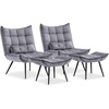 image:imageMCombo Accent Chair with Ottoman Set of 2 Modern Velvet Wingback Reading Chair with Lumbar Pillow Upholstered Lounge Armchair with Footrest for Living Room Bedroom Small Space 4079 2 Dark GreyDark Grey