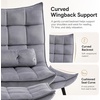 image:imageMCombo Accent Chair with Ottoman Set of 2 Modern Velvet Wingback Reading Chair with Lumbar Pillow Upholstered Lounge Armchair with Footrest for Living Room Bedroom Small Space 4079 2 Dark GreyDark Grey