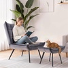 image:imageMCombo Accent Chair with Ottoman Set of 2 Modern Velvet Wingback Reading Chair with Lumbar Pillow Upholstered Lounge Armchair with Footrest for Living Room Bedroom Small Space 4079 2 Dark GreyDark Grey
