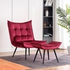 image:imageMCombo Accent Chair with Ottoman Set of 2 Modern Velvet Wingback Reading Chair with Lumbar Pillow Upholstered Lounge Armchair with Footrest for Living Room Bedroom Small Space 4079 2 Dark GreyBurgundy