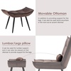 image:imageMCombo Accent Chair with Ottoman Set of 2 Modern Velvet Wingback Reading Chair with Lumbar Pillow Upholstered Lounge Armchair with Footrest for Living Room Bedroom Small Space 4079 2 Dark GreyBrown