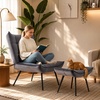image:imageMCombo Accent Chair with Ottoman Set of 2 Modern Velvet Wingback Reading Chair with Lumbar Pillow Upholstered Lounge Armchair with Footrest for Living Room Bedroom Small Space 4079 2 Dark GreyDark Grey