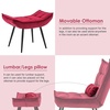 image:imageMCombo Accent Chair with Ottoman Set of 2 Modern Velvet Wingback Reading Chair with Lumbar Pillow Upholstered Lounge Armchair with Footrest for Living Room Bedroom Small Space 4079 2 Dark GreyBurgundy