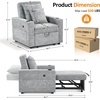 image:imageMCombo Convertible Sleeper Chair Bed 3in1 Folding Sofa Chair with Adjustable Backrest PullOut Bed with USB Port Cup Holders Linen Fabric for Small Spaces Living Room Guest Room Office VN6001