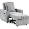 image:imageMCombo Convertible Sleeper Chair Bed 3in1 Folding Sofa Chair with Adjustable Backrest PullOut Bed with USB Port Cup Holders Linen Fabric for Small Spaces Living Room Guest Room Office VN6001