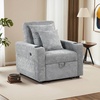 image:imageMCombo Convertible Sleeper Chair Bed 3in1 Folding Sofa Chair with Adjustable Backrest PullOut Bed with USB Port Cup Holders Linen Fabric for Small Spaces Living Room Guest Room Office VN6001