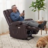 image:imageMCombo Dual Motor Power Lift Recliner Chair for Elderly Lay Flat Lift Chair with Heat and Massage Cup Holders USB Ports Faux Leather 7890 Cream White MediumDark Brown