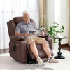 image:imageMCombo Extra Wide Power Lift Recliner Chair for Elderly Lift Chair with Heat and Massage for Big People USBampType C Ports Cup Holders Faux Leather R7045 Grey MediumWideLight Brown
