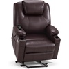 image:imageMCombo Extra Wide Power Lift Recliner Chair for Elderly Lift Chair with Heat and Massage for Big People USBampType C Ports Cup Holders Faux Leather R7045 Grey MediumWideDark Brown