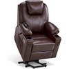 image:imageMCombo Extra Wide Power Lift Recliner Chair for Elderly Lift Chair with Heat and Massage for Big People USBampType C Ports Cup Holders Faux Leather R7045 Grey MediumWideDark Brown