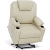 image:imageMCombo Extra Wide Power Lift Recliner Chair for Elderly Lift Chair with Heat and Massage for Big People USBampType C Ports Cup Holders Faux Leather R7045 Grey MediumWideCream White