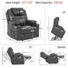 image:imageMCombo Extra Wide Power Lift Recliner Chair for Elderly Lift Chair with Heat and Massage for Big People USBampType C Ports Cup Holders Faux Leather R7045 Grey MediumWideGrey