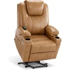 image:imageMCombo Extra Wide Power Lift Recliner Chair for Elderly Lift Chair with Heat and Massage for Big People USBampType C Ports Cup Holders Faux Leather R7045 Grey MediumWideTawny