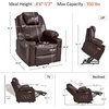 image:imageMCombo Extra Wide Power Lift Recliner Chair for Elderly Lift Chair with Heat and Massage for Big People USBampType C Ports Cup Holders Faux Leather R7045 Grey MediumWideDark Brown