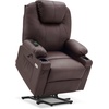 image:imageMCombo Extra Wide Power Lift Recliner Chair for Elderly Lift Chair with Heat and Massage for Big People USBampType C Ports Cup Holders Faux Leather R7045 Grey MediumWideLight Brown