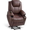 image:imageMCombo Extra Wide Power Lift Recliner Chair for Elderly Lift Chair with Heat and Massage for Big People USBampType C Ports Cup Holders Faux Leather R7045 Grey MediumWideLight Brown