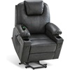 image:imageMCombo Extra Wide Power Lift Recliner Chair for Elderly Lift Chair with Heat and Massage for Big People USBampType C Ports Cup Holders Faux Leather R7045 Grey MediumWideGrey
