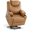 image:imageMCombo Extra Wide Power Lift Recliner Chair for Elderly Lift Chair with Heat and Massage for Big People USBampType C Ports Cup Holders Faux Leather R7045 Grey MediumWideTawny