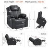 image:imageMCombo Extra Wide Power Lift Recliner Chair for Elderly Lift Chair with Heat and Massage for Big People USBampType C Ports Cup Holders Faux Leather R7045 Grey MediumWideBlack