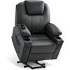 image:imageMCombo Extra Wide Power Lift Recliner Chair for Elderly Lift Chair with Heat and Massage for Big People USBampType C Ports Cup Holders Faux Leather R7045 Grey MediumWideBlack