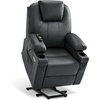 image:imageMCombo Extra Wide Power Lift Recliner Chair for Elderly Lift Chair with Heat and Massage for Big People USBampType C Ports Cup Holders Faux Leather R7045 Grey MediumWideBlack