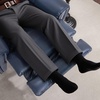 image:imageMCombo Large Lay Flat Dual Motor Power Recliner Chair with Heat and Vibration USB and Type C Ports Faux Leather Electric Recliner for Living Room Infinite Position 6199 Saddle BrownNavy Blue