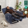 image:imageMCombo Large Lay Flat Dual Motor Power Recliner Chair with Heat and Vibration USB and Type C Ports Faux Leather Electric Recliner for Living Room Infinite Position 6199 Saddle BrownNavy Blue
