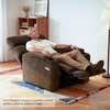 image:imageMCombo Lay Flat Dual Motor Power Lift Recliner Chair with Massage amp Dual Heating Arm Storage Extended Footrest USB AC Ports amp Cup Holders Infinite Position for Elderly Fabric LC002 NavyBrown