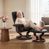image:imageMCombo Manual Swivel Recliner with Ottoman Chair Ottoman Set for RV Small Spaces Living Room Bedroom Office 9019 4919 Faux Leather Cream WhiteBlack