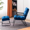 image:imageMCombo Modern Accent Chair Velvet Club Chair Upholstered Armchair for Small Space Living Room amp Office Reception Fabric 4747 4750 Chair BrownBlue