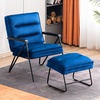 image:imageMCombo Modern Accent Chair Velvet Club Chair Upholstered Armchair for Small Space Living Room amp Office Reception Fabric 4747 4750 Chair BrownBlue