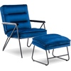 image:imageMCombo Modern Accent Chair Velvet Club Chair Upholstered Armchair for Small Space Living Room amp Office Reception Fabric 4747 4750 Chair BrownBlue