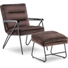 image:imageMCombo Modern Accent Chair Velvet Club Chair Upholstered Armchair for Small Space Living Room amp Office Reception Fabric 4747 4750 Chair BrownBrown
