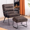 image:imageMCombo Modern Accent Chair Velvet Club Chair Upholstered Armchair for Small Space Living Room amp Office Reception Fabric 4747 4750 Chair BrownBrown