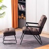 image:imageMCombo Modern Accent Chair Velvet Club Chair Upholstered Armchair for Small Space Living Room amp Office Reception Fabric 4747 4750 Chair BrownBrown