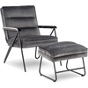 image:imageMCombo Modern Accent Chair Velvet Club Chair Upholstered Armchair for Small Space Living Room amp Office Reception Fabric 4747 4750 Chair BrownDark Grey